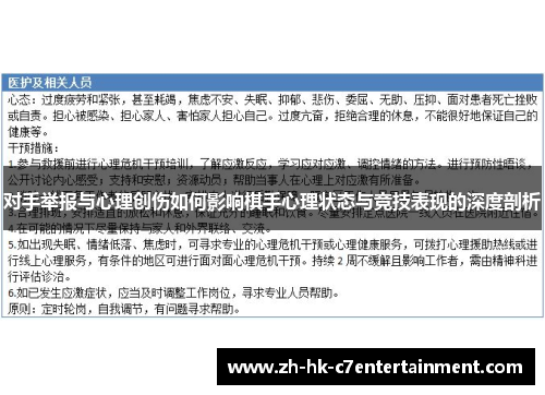 对手举报与心理创伤如何影响棋手心理状态与竞技表现的深度剖析 对手举报与心理创伤如何影响棋手心理状态与竞技表现的深度剖析